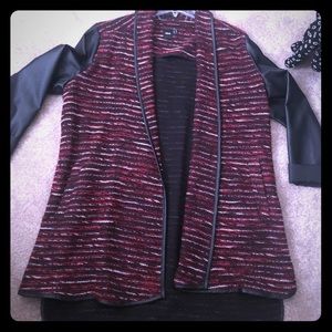 ASOS coat high/low Faux leather sleeves